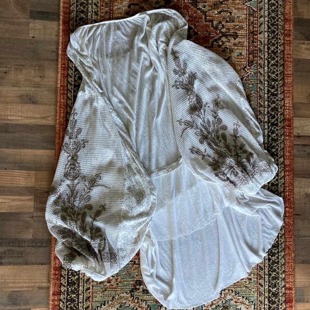 Free People Indigo Dreams Cream/Ivory Top, Size LG